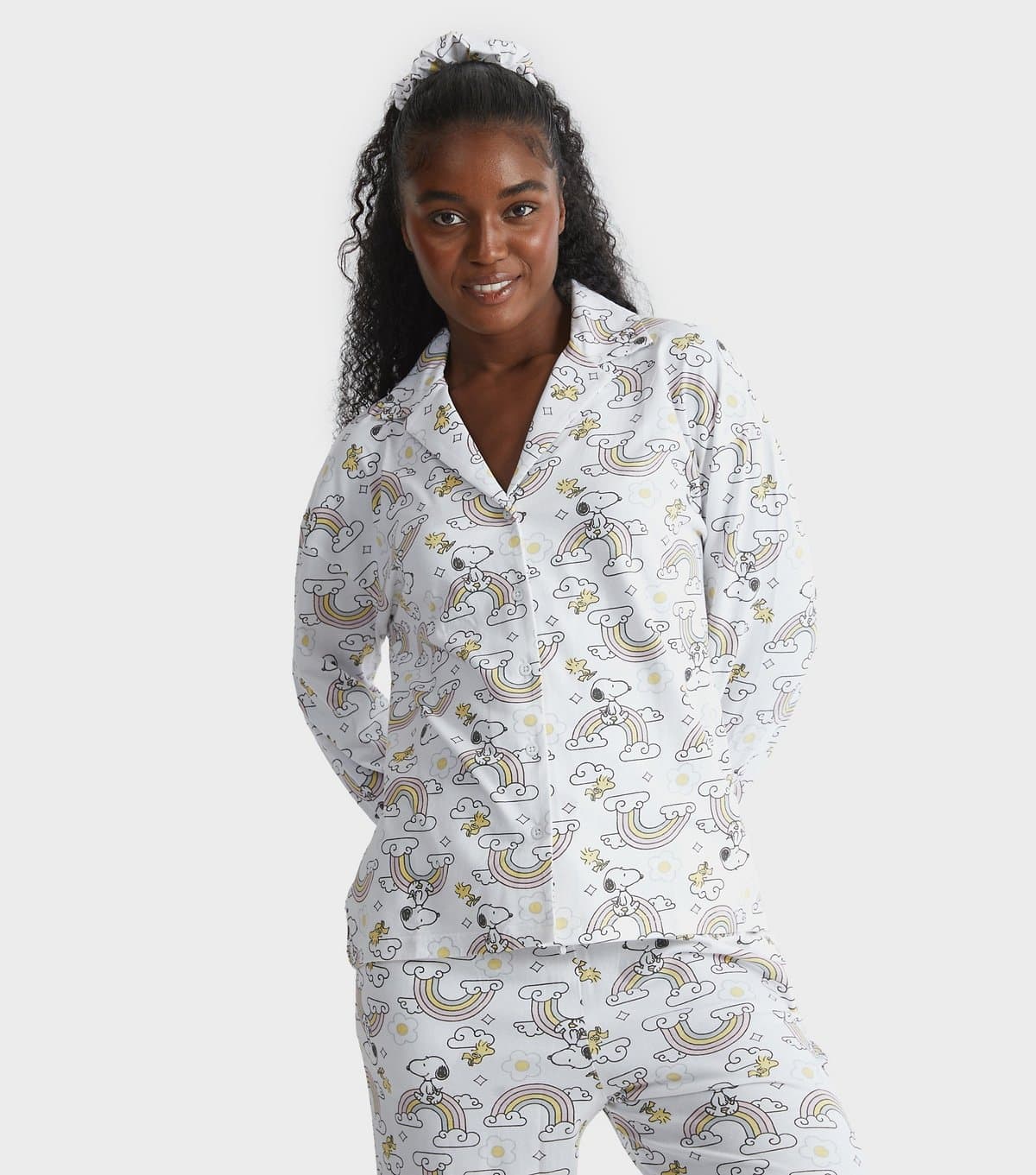 Skinnydip Women's Cream Snoopy Rainbow Print Shirt and Trousers Pyjama Set Skinnydip New Look