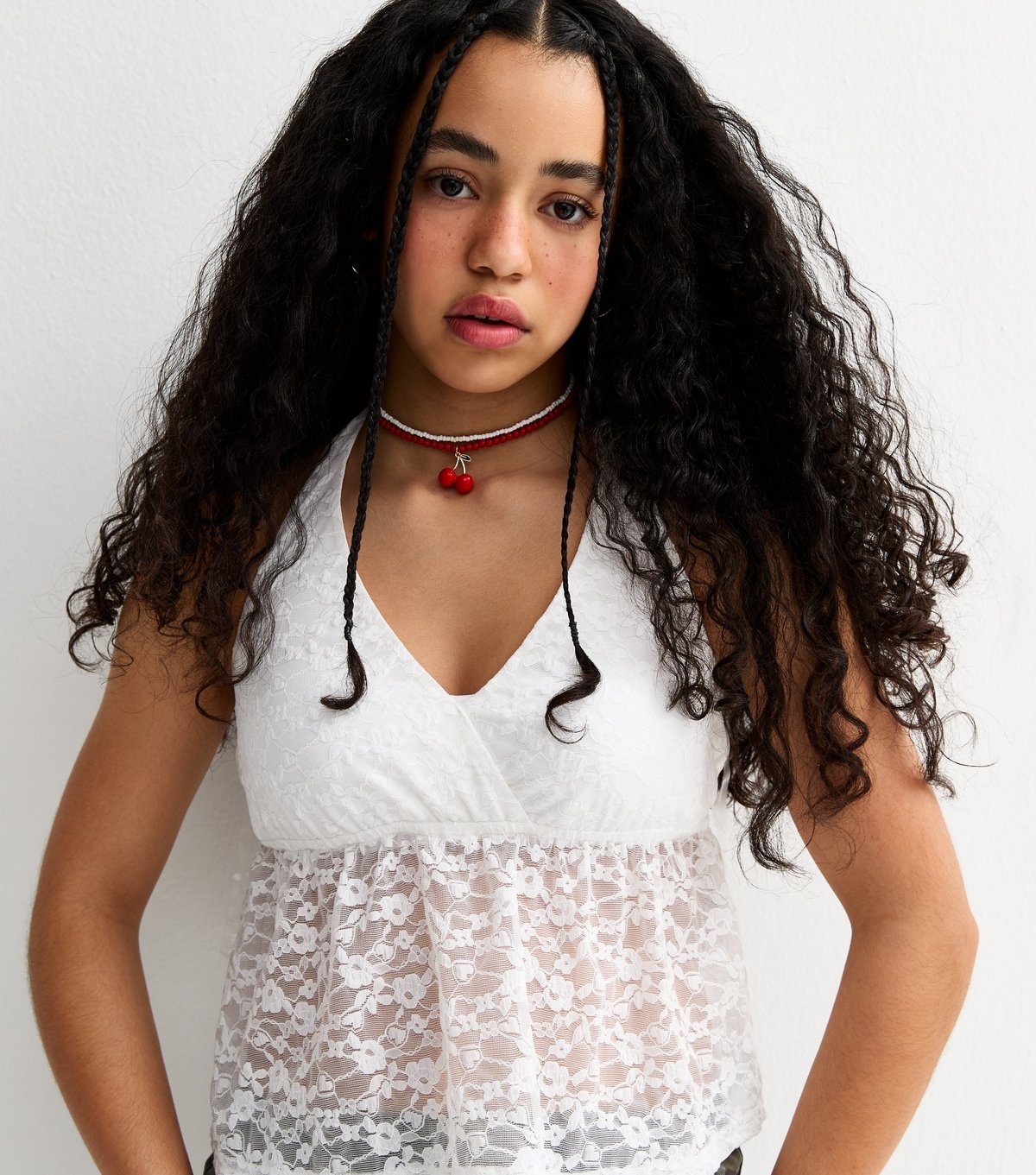 New Look Girls' White Lace Halter Neck Top New Look - 3