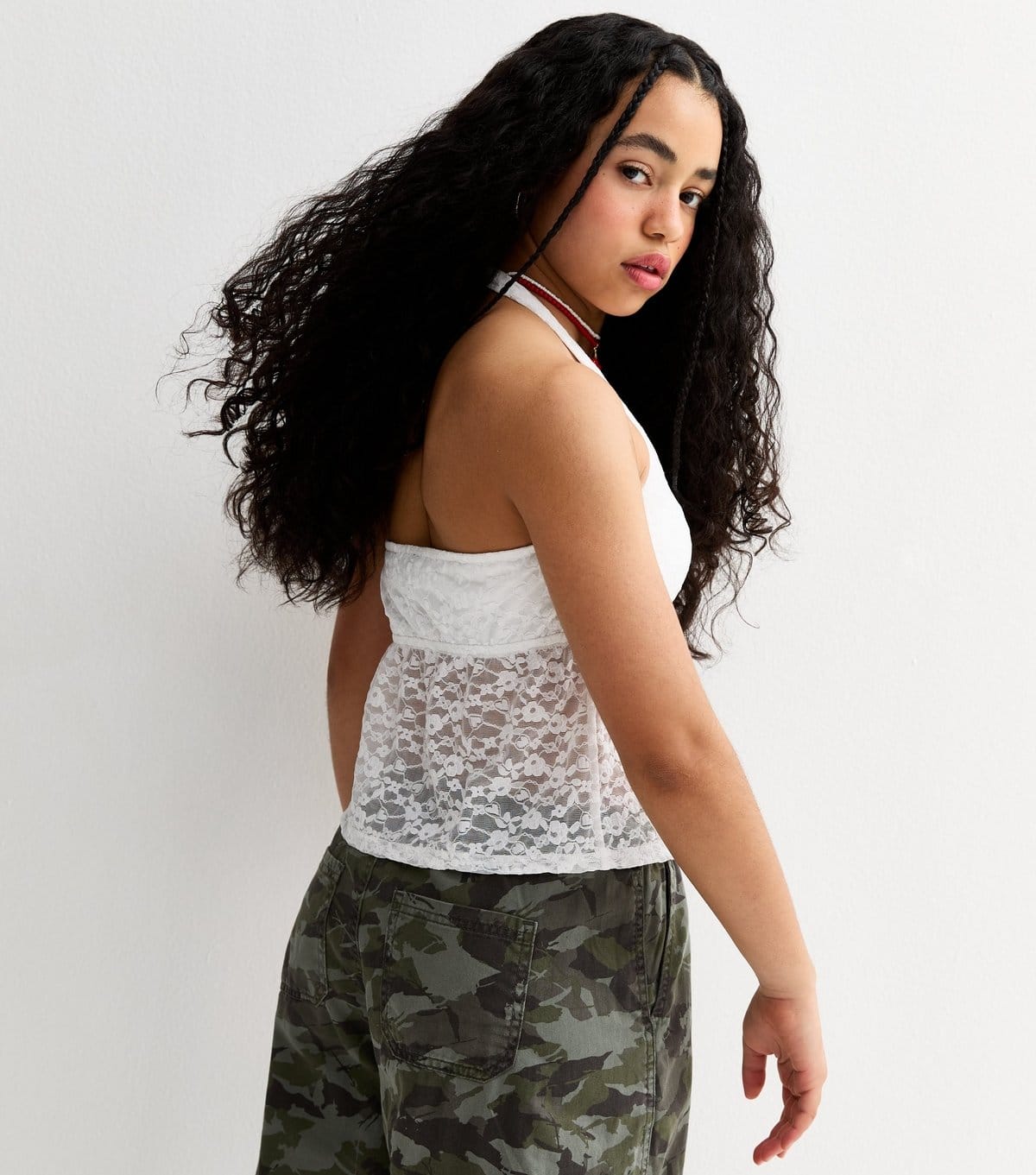 New Look Girls' White Lace Halter Neck Top New Look - 4