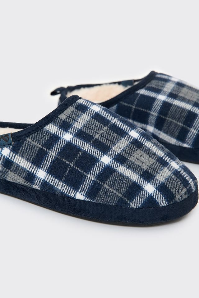 Threadbare Threadbare Men's Faux Fur Lined Mule Slippers in Navy - 2