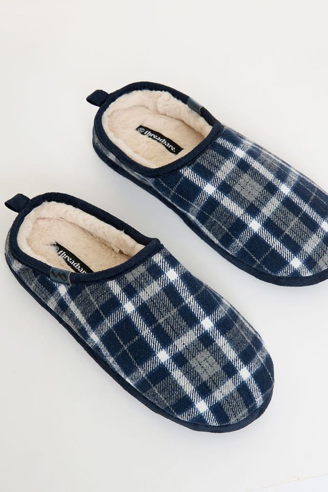 Threadbare Threadbare Men's Faux Fur Lined Mule Slippers in Navy - 3