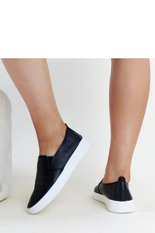 Love Lace Love Lace Women's Perforated Slip On Sneakers with Cushioned Rubber Sole Comfort in Black - 3