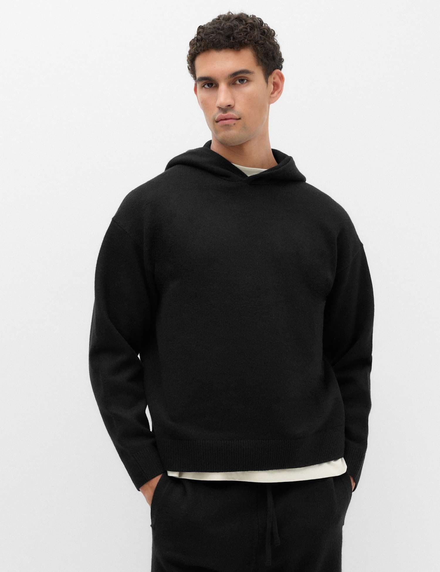 Marks & Spencer M&S Relaxed Fit Knitted Hoodie Black
