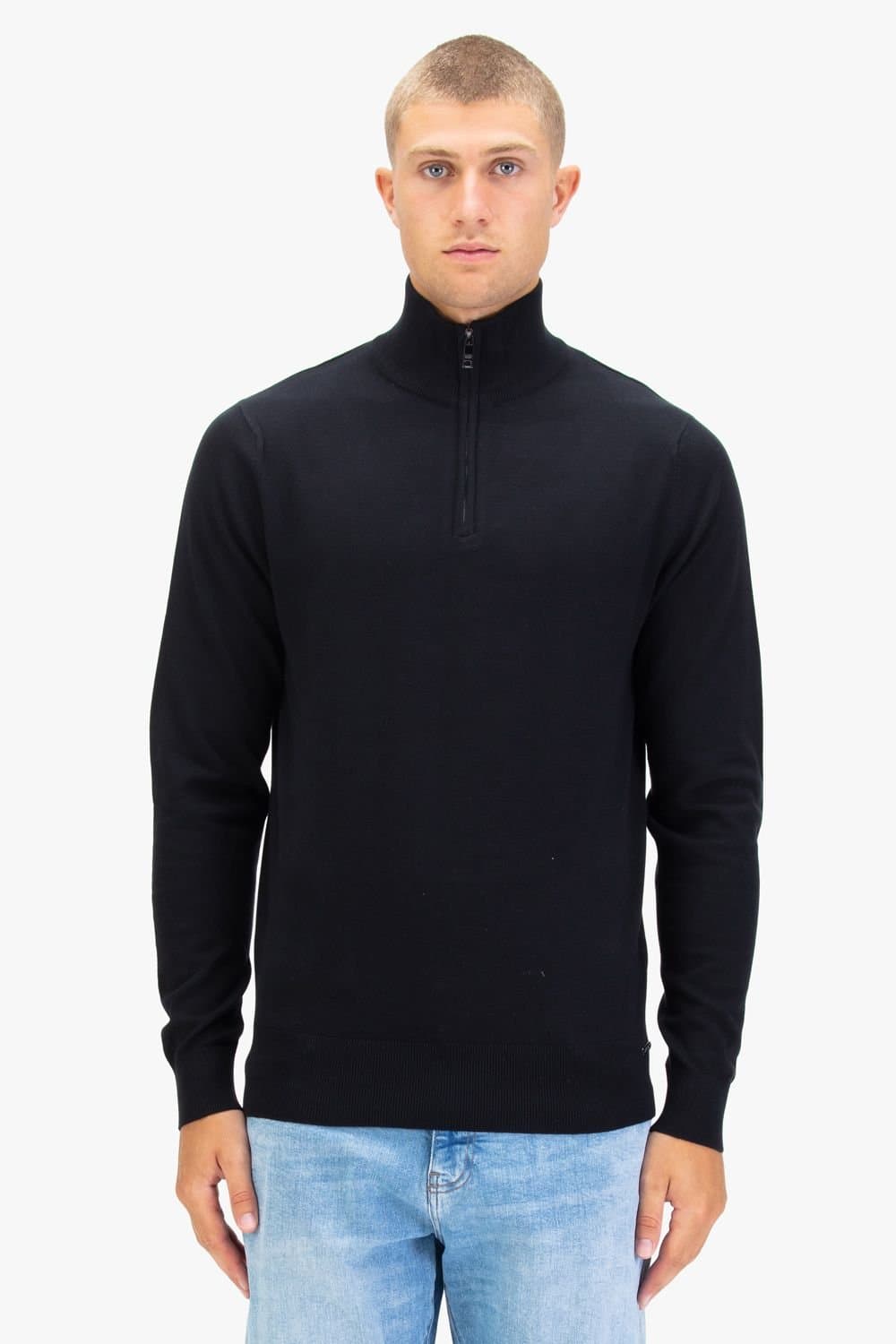 Luke 1977 Luke 1977 Men's Jacob 1000 Quarter Zip Knitted Jumper in Black