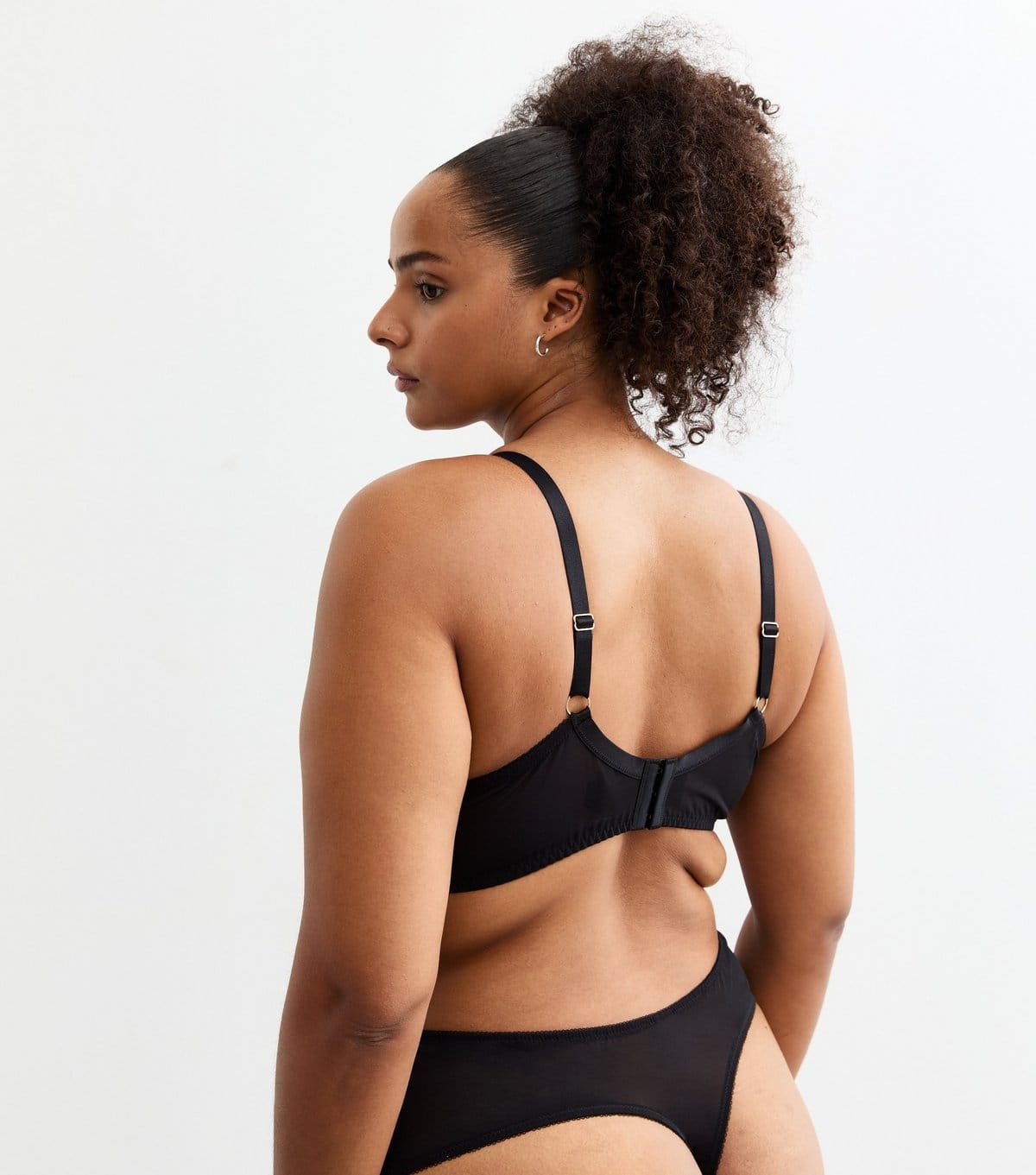 New Look Women's Plus Size Black Lace Plunge Bra Curves New Look - 4