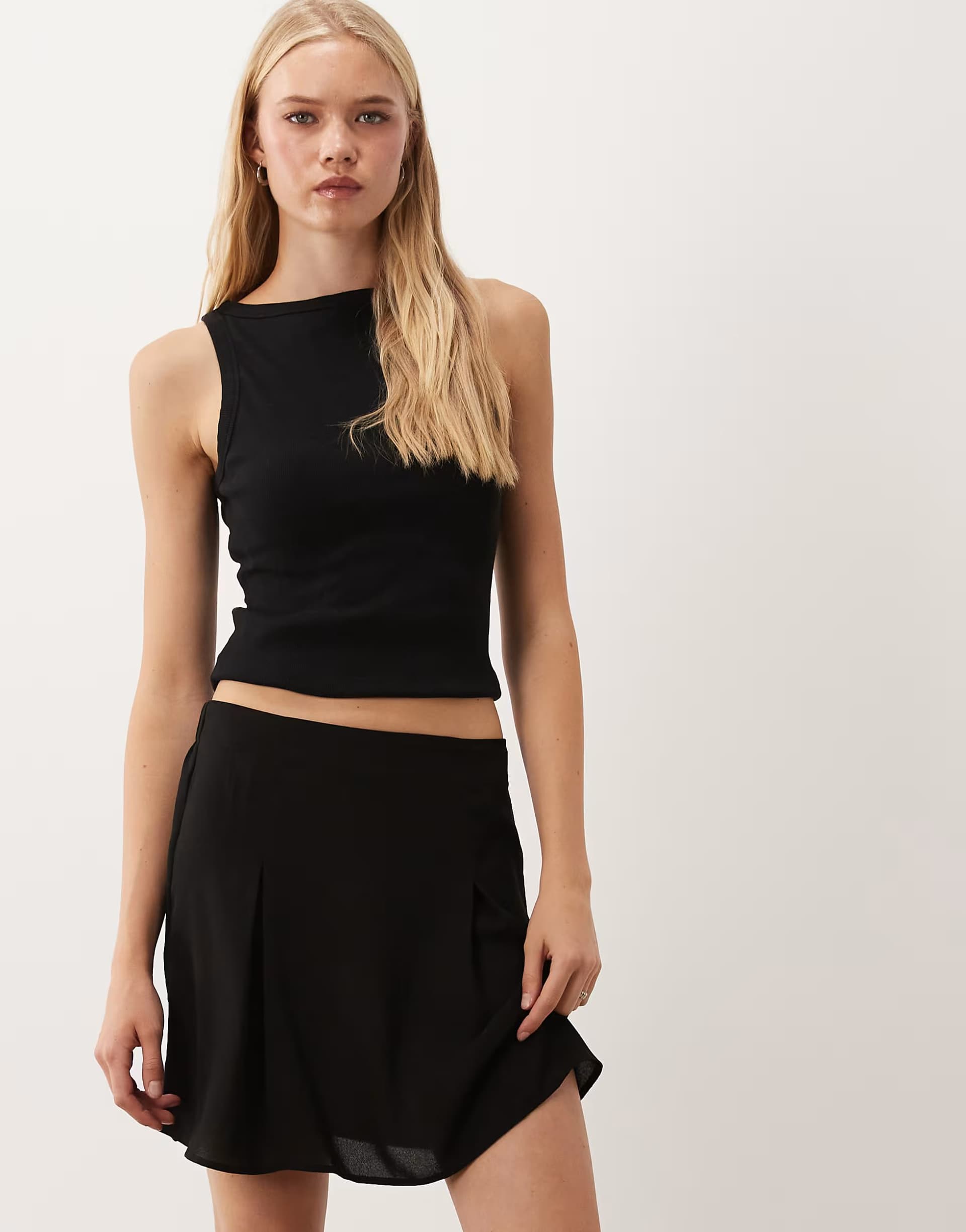 ASOS Vila flippy hem mini skirt in black