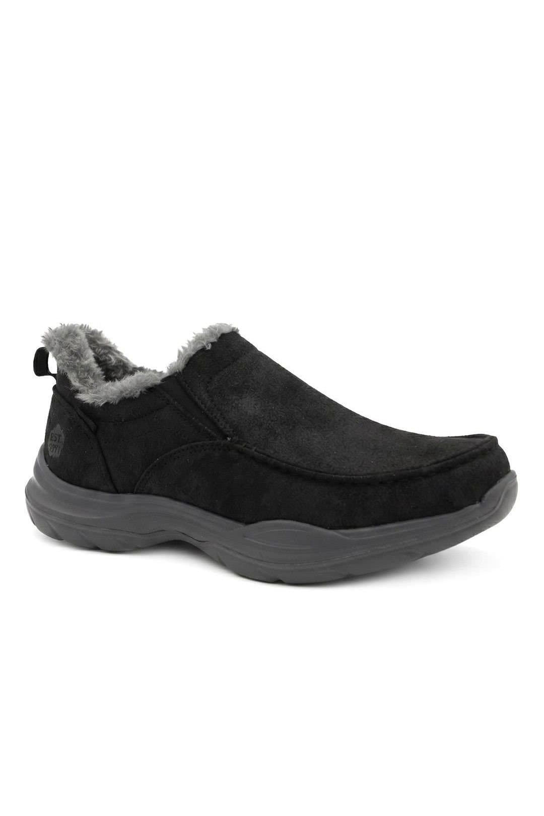 Pavers Pavers Men's Easy Step In Wide Fit Faux Fur Lined Shoes in Black