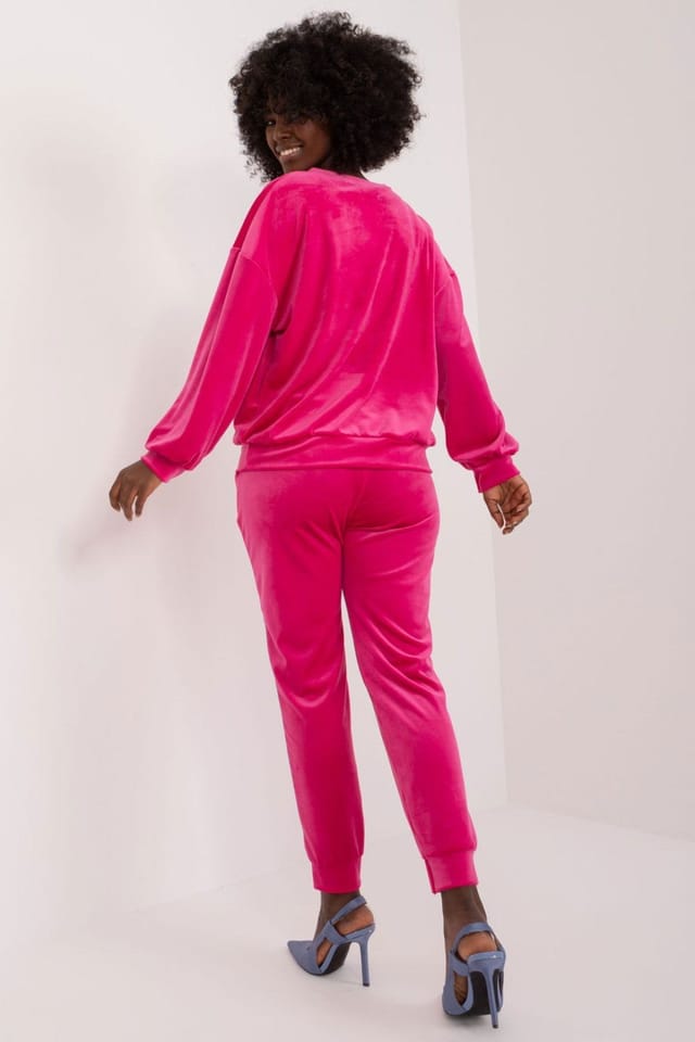 Love Lace Love Lace Women's Floral Velour Sweatshirt & Pants Set in Fuchsia - 3