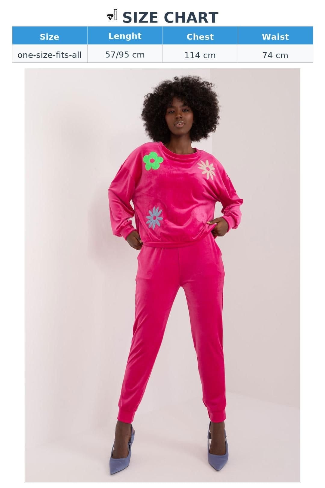Love Lace Love Lace Women's Floral Velour Sweatshirt & Pants Set in Fuchsia - 4