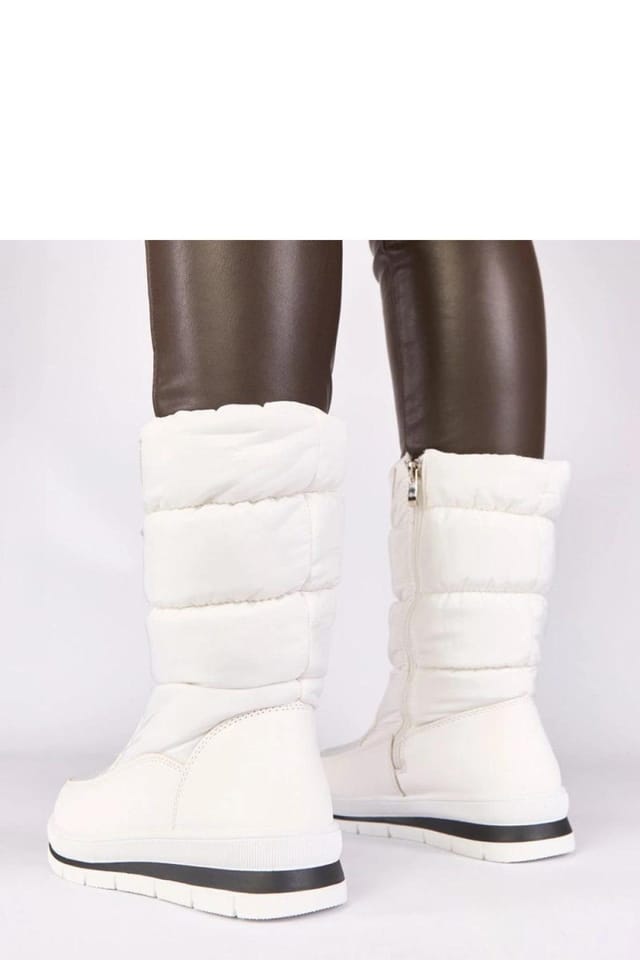 Love Lace Love Lace Women's Sophie Low Wedge Drawstring Snow Boots with Grippy Sole Comfort in White - 3