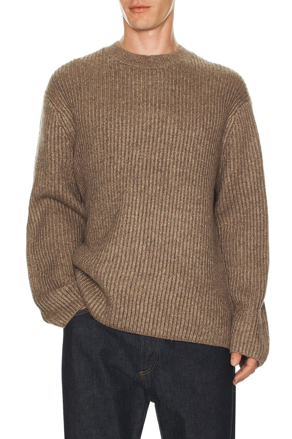 revolve Theory Wool Cotton Long Sleeve Crew Neck Sweater - Feather