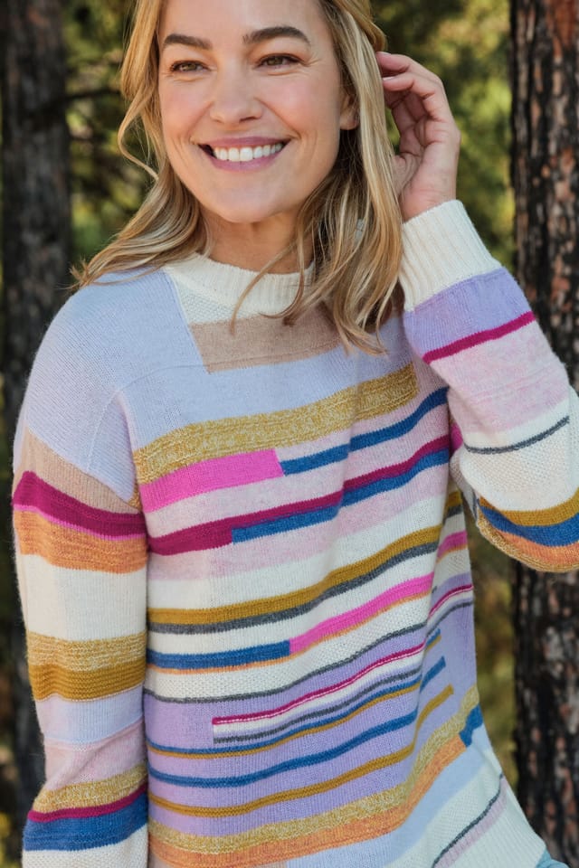 WoolOvers WoolOvers Women's Textured Irregular Stripe Jumper - 2