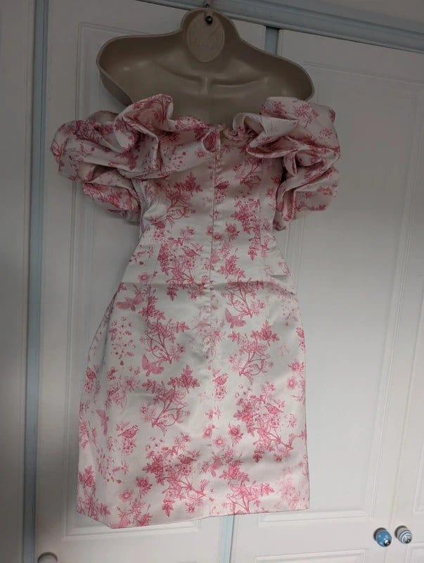 Lavish Alice Pink Porcelain Print Satin Mini Dress Size 8