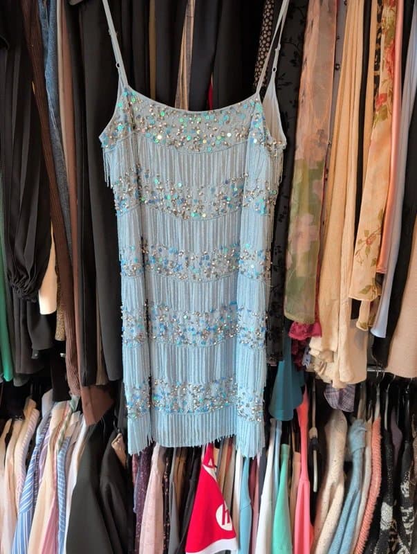 ASOS Asos blue mini sequin tassel dress size 10