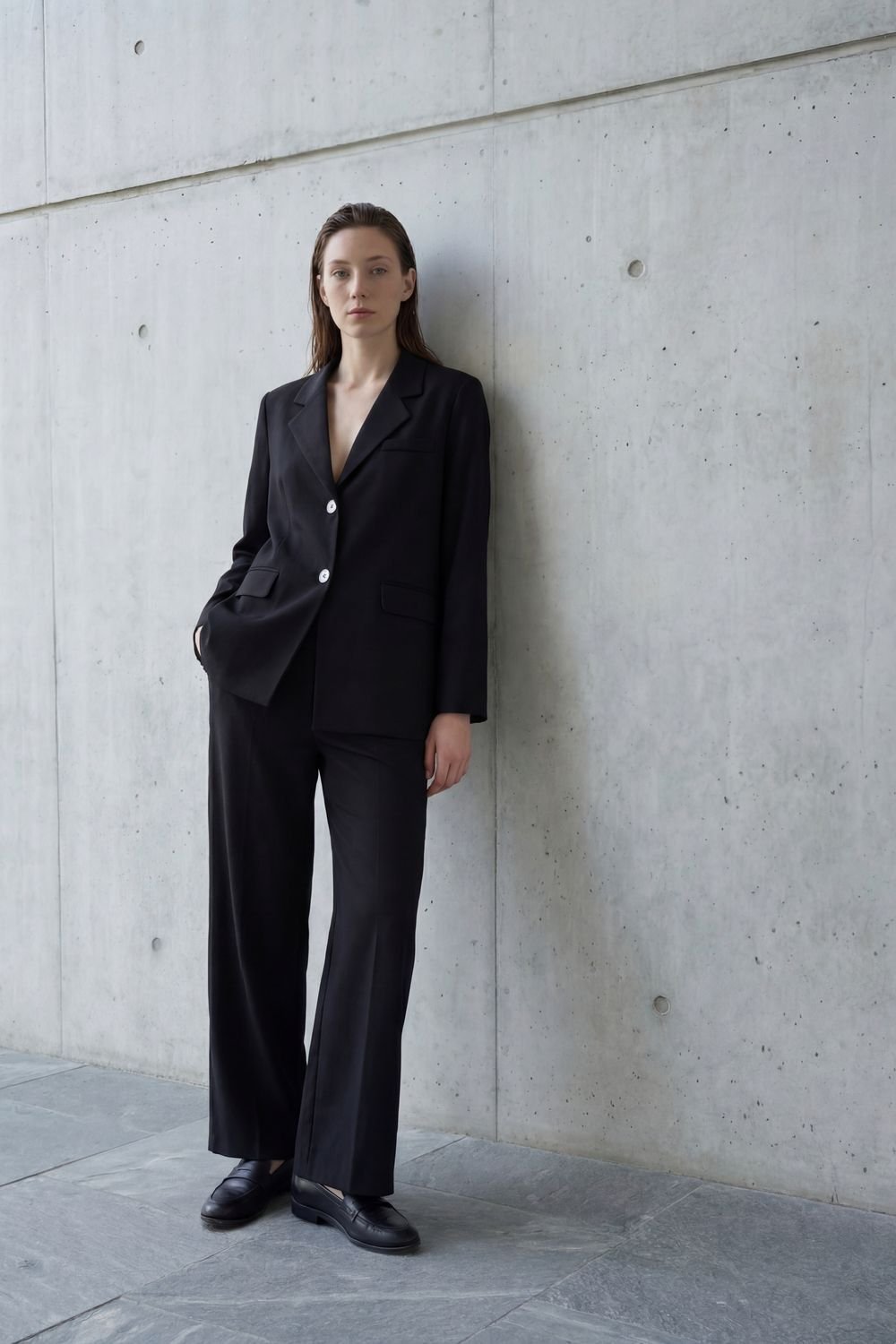 MyFashion MyFashion Women's Cotton Linen Blazer with Button Closure in Black - 2