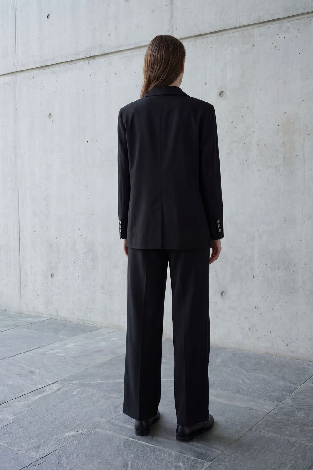 MyFashion MyFashion Women's Cotton Linen Blazer with Button Closure in Black - 3