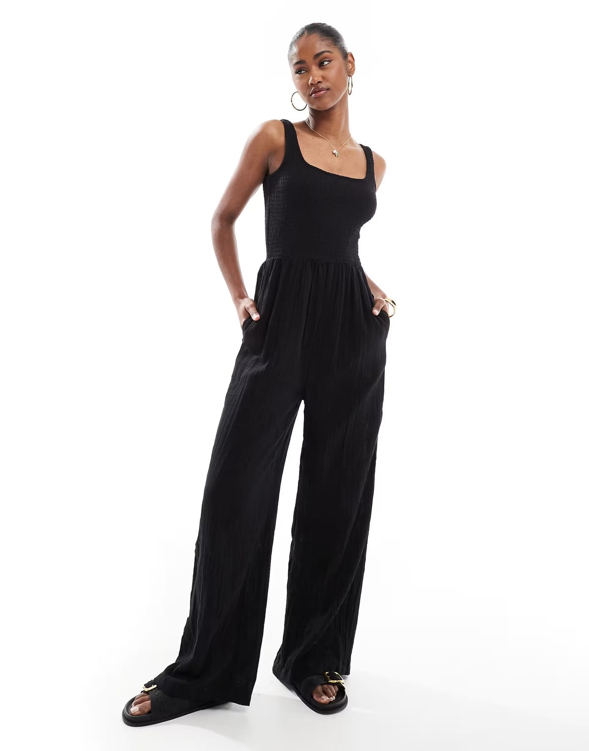 ASOS Brave Soul scoop neck jumpsuit in black - 1