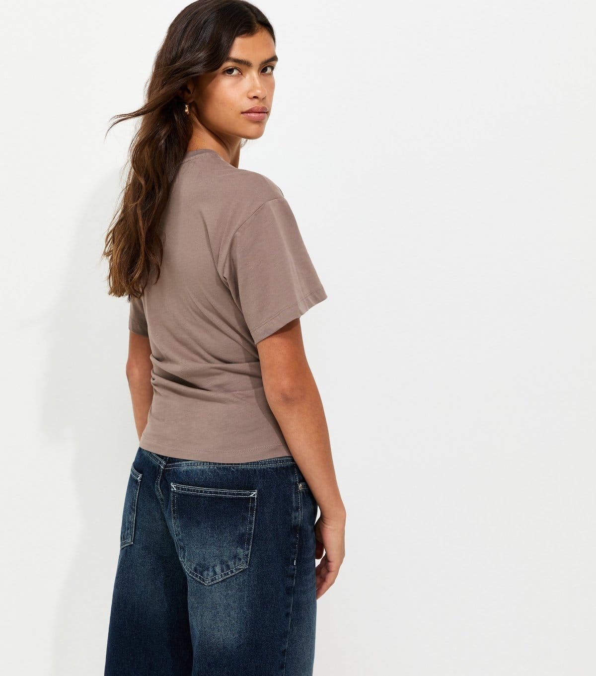New Look Women's Light Brown Ruched Waist Crew Neck T-Shirt New Look - 4