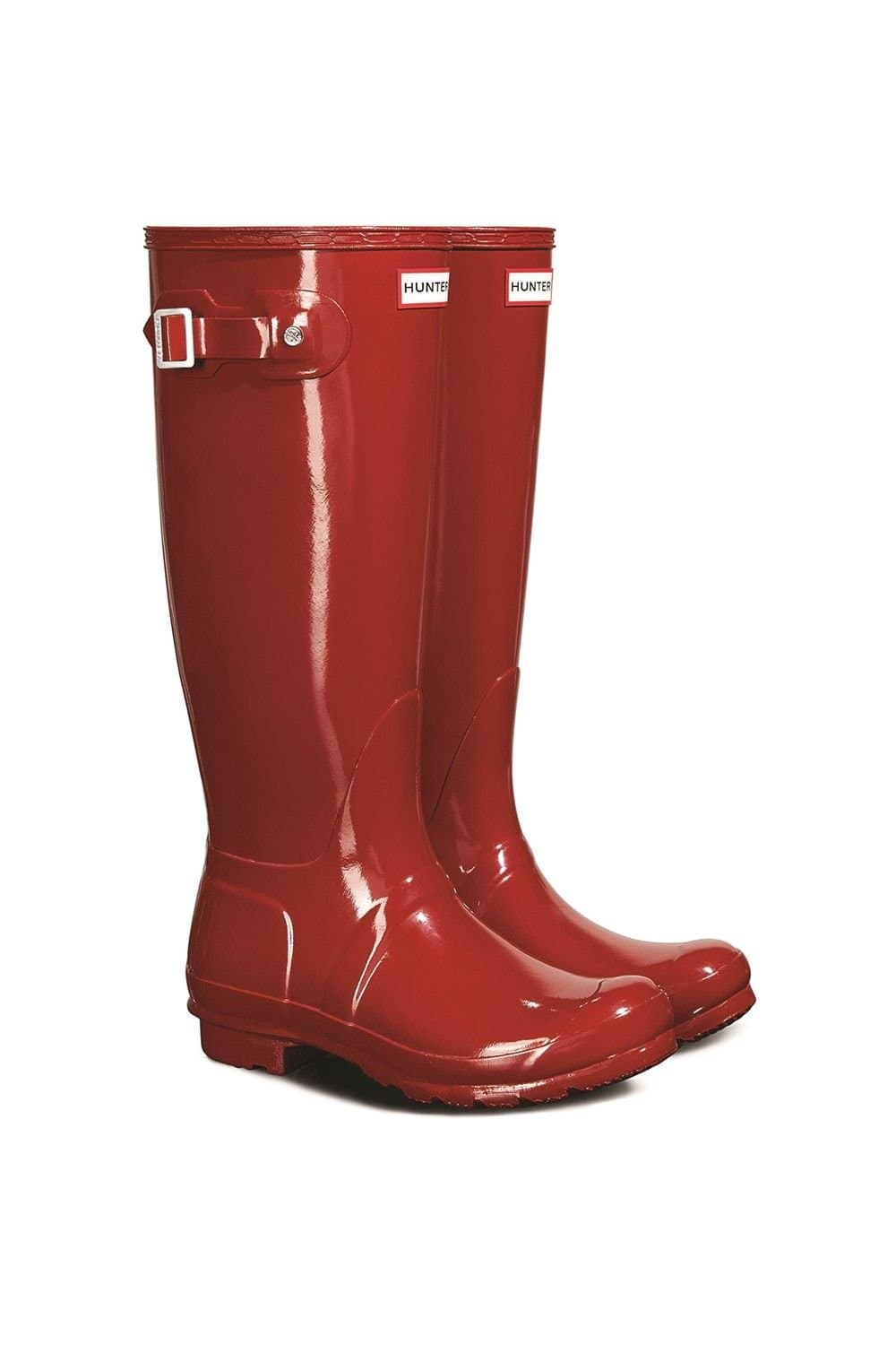 Hunter Hunter Women's Original Tall Gloss Wellington Boots in Red