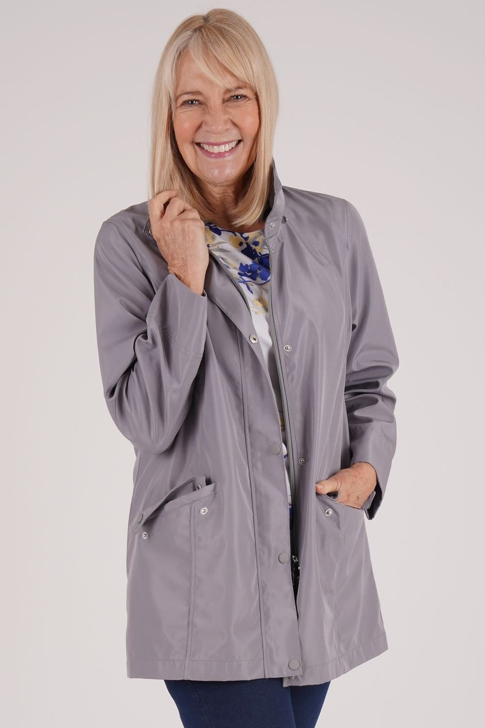 Penny Plain Penny Plain Women's Raincoat in Grey - 4