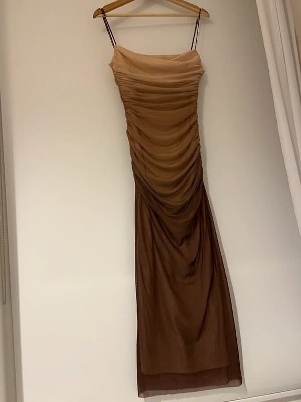Zara Zara Brown Corset Midi Dress