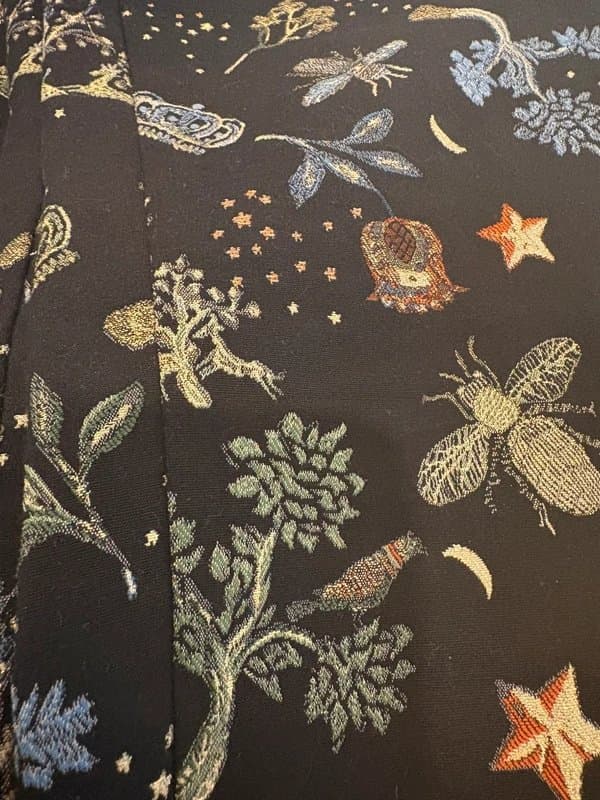 H&M H&M y2k jacquard embroidered unique trousers black crowns bees etc size uk 8