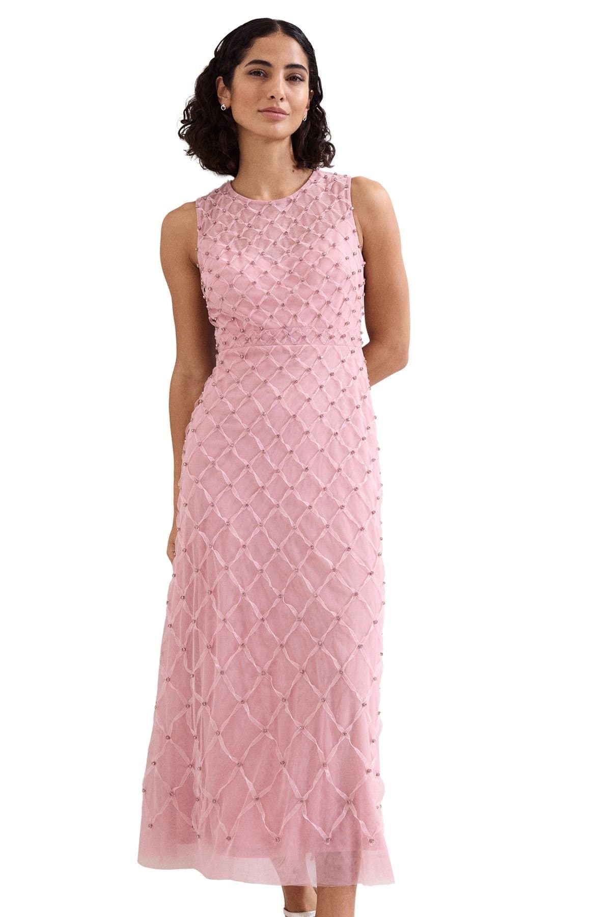 Phase Eight Phase Eight Women's Leandra Midaxi Midi Dress in Baby Pink