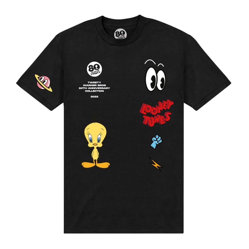 Tweety Tweety Men's Icons 80th T-Shirt in Black - 1