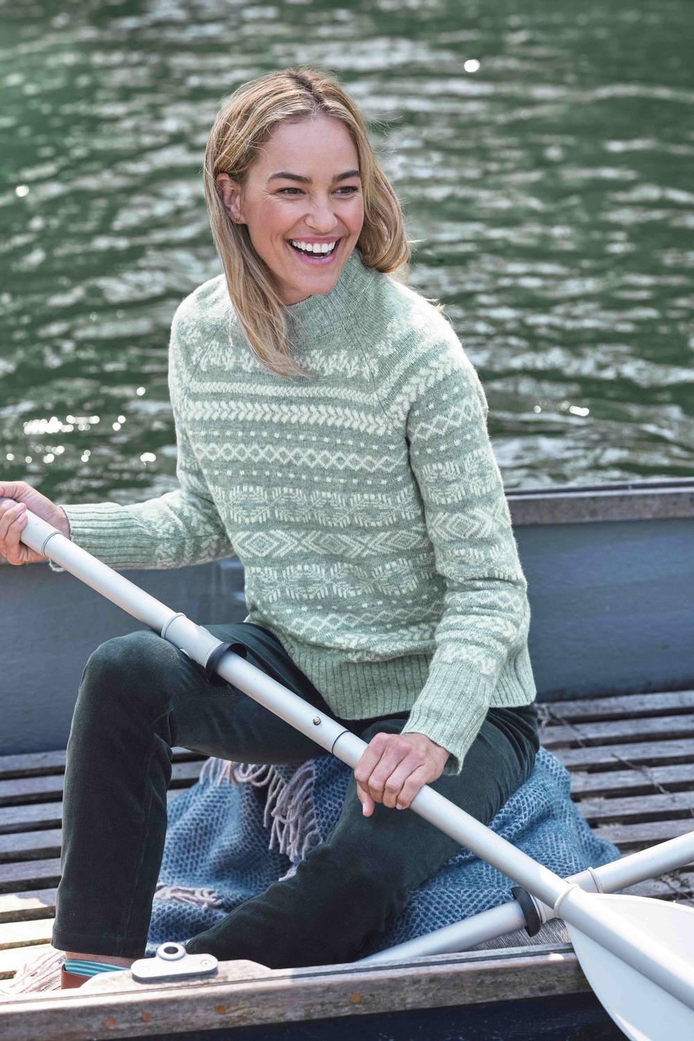 WoolOvers WoolOvers Women's Nordic Mono Fairisle Jumper in Light Green - 4