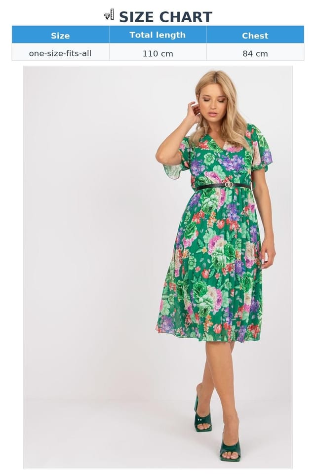 Love Lace Love Lace Women's Floral Summer Dress Envelope Neck Flared Belt in Green - 3