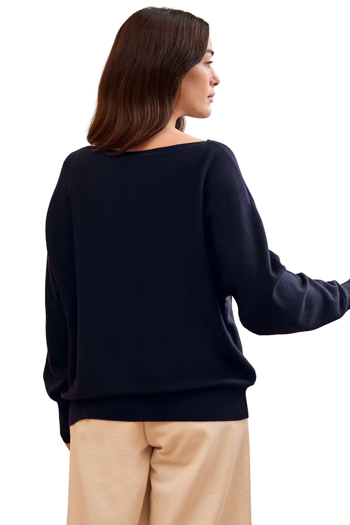 Celtic & Co Celtic & Co Women's Fine Knit Merino Relaxed Sweater in Dark Navy - 4