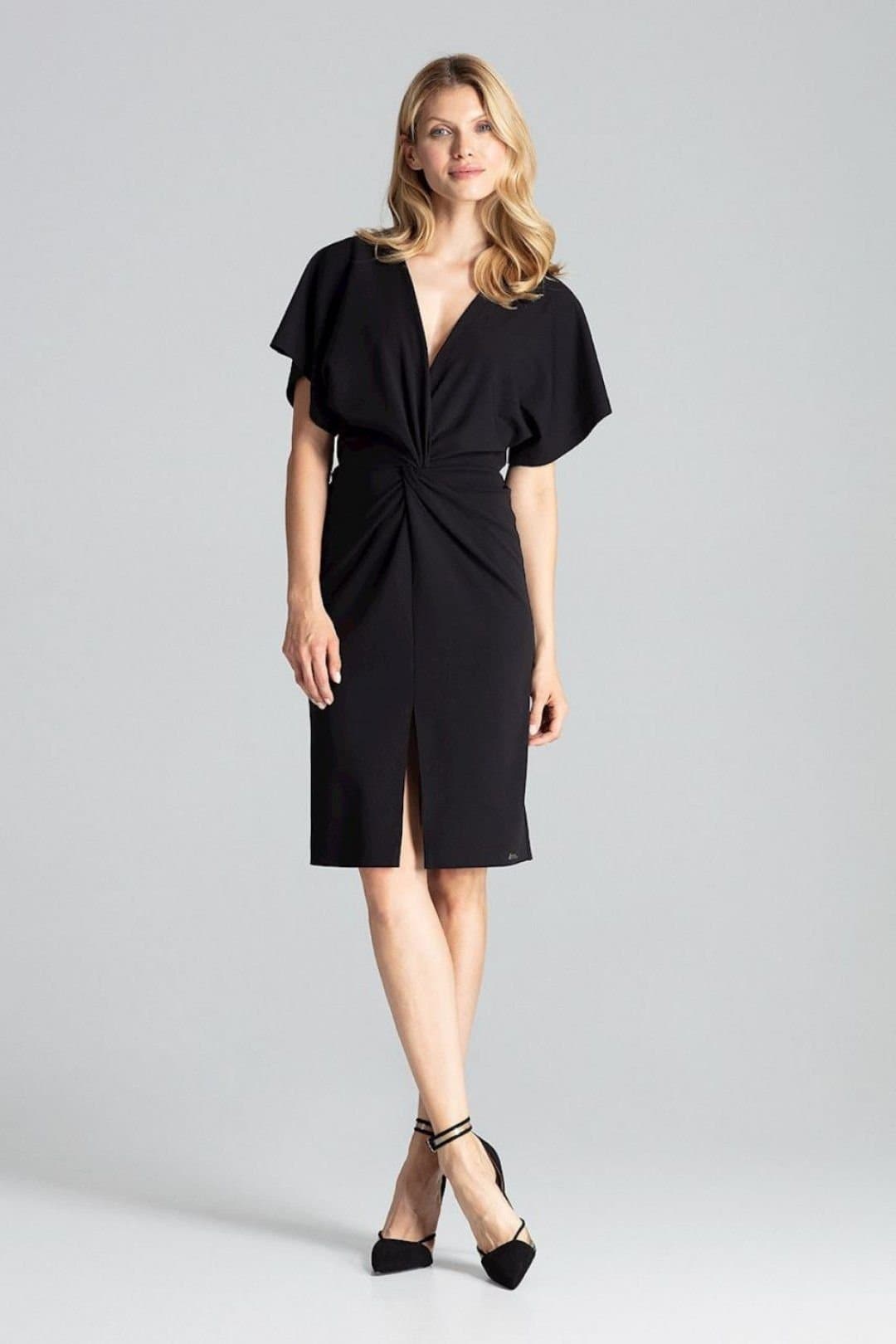 Love Lace Love Lace Women's Black Elegant Midi Kimono Sleeve Dress