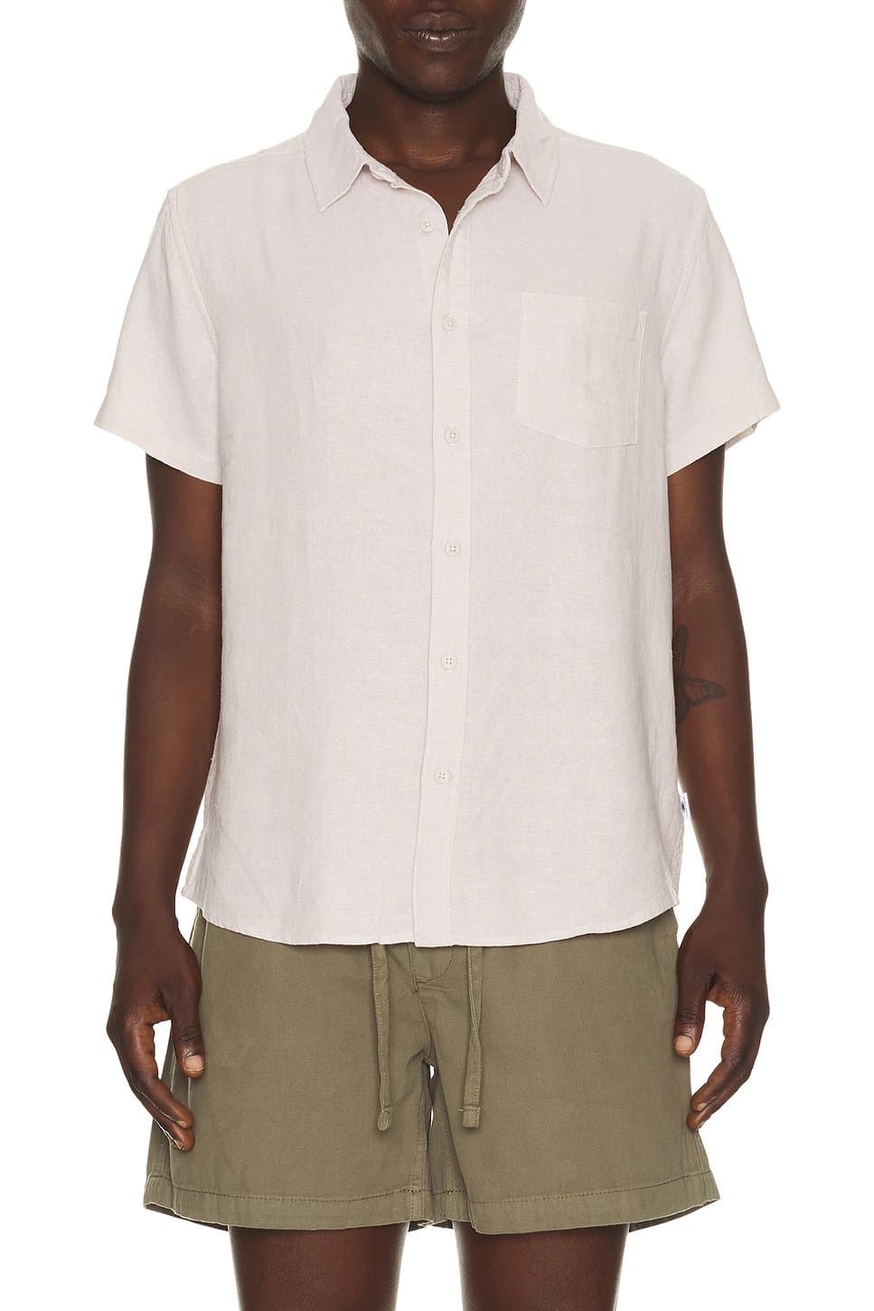 revolve Revolve Sand Linen Button Down Shirt for Men