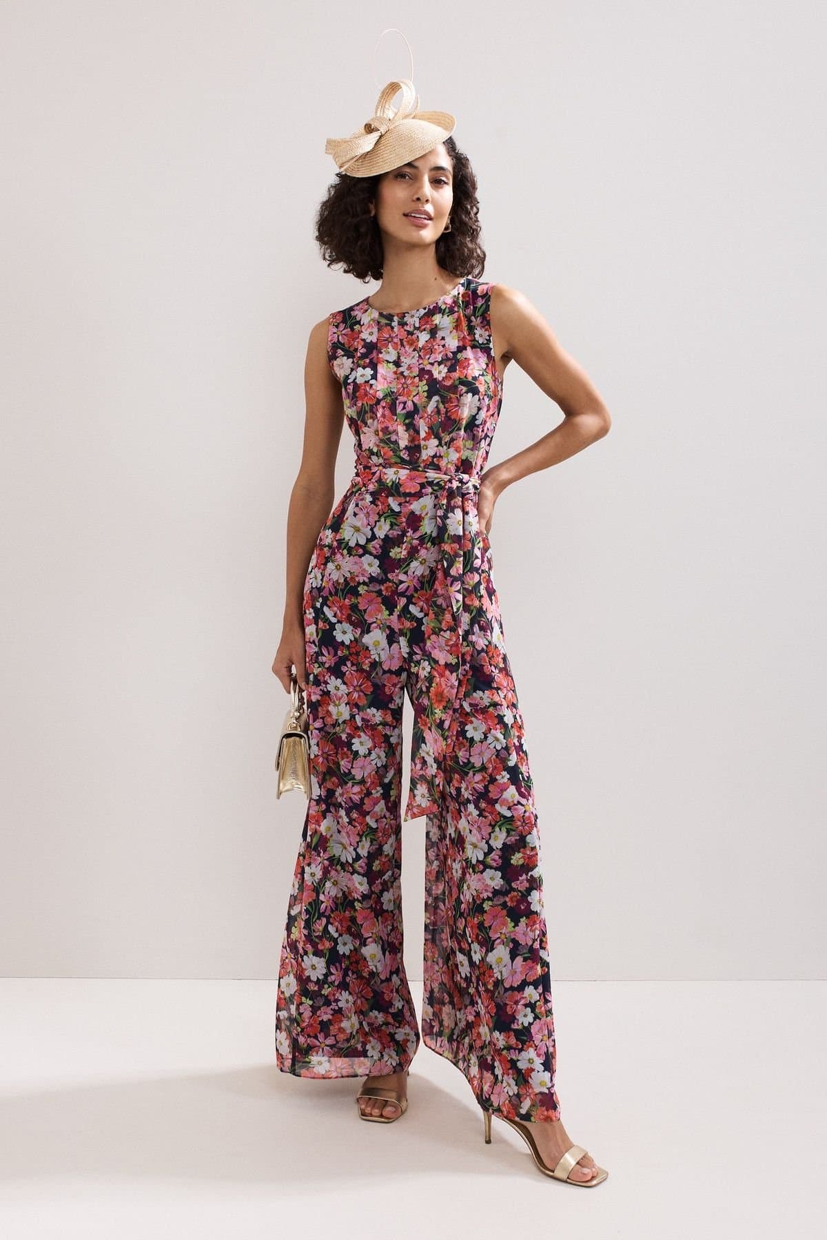 Phase Eight Phase Eight Women's Janine Floral Jumpsuit in Bright Pink
