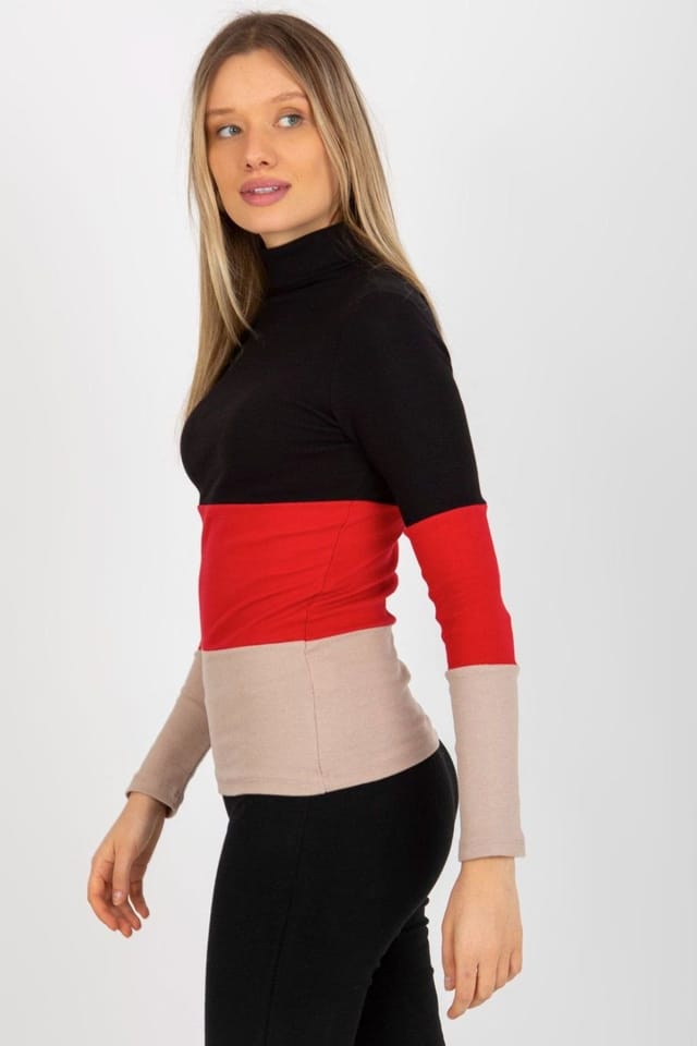 Love Lace Love Lace Women's Ribbed Turtleneck Long Sleeve Sweater Tri Color in Black - 2