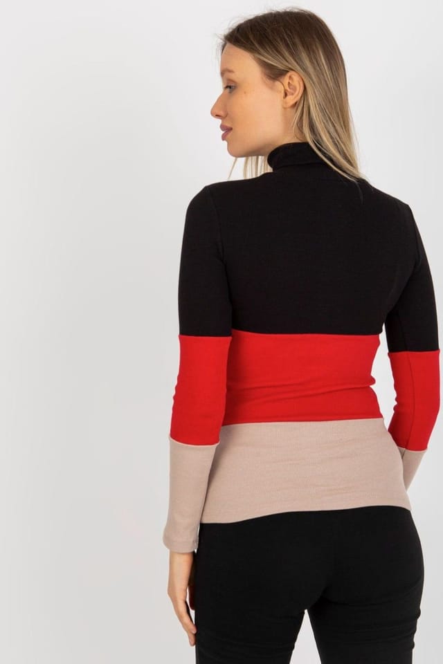 Love Lace Love Lace Women's Ribbed Turtleneck Long Sleeve Sweater Tri Color in Black - 3