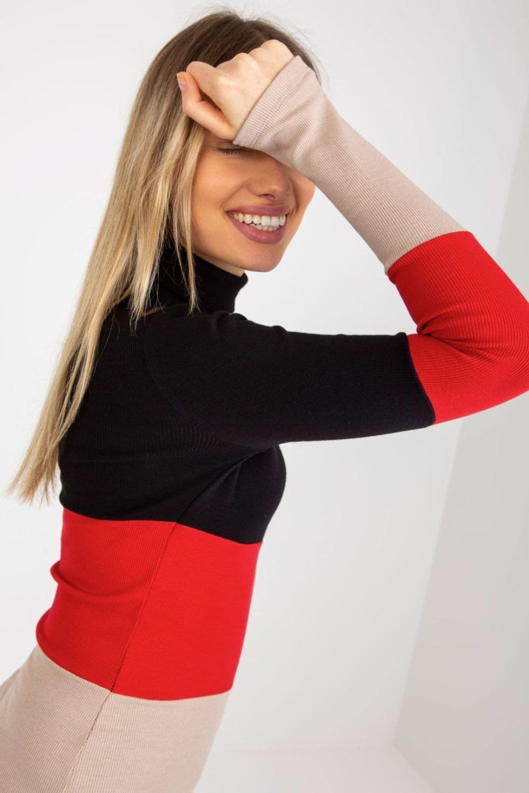 Love Lace Love Lace Women's Ribbed Turtleneck Long Sleeve Sweater Tri Color in Black - 4