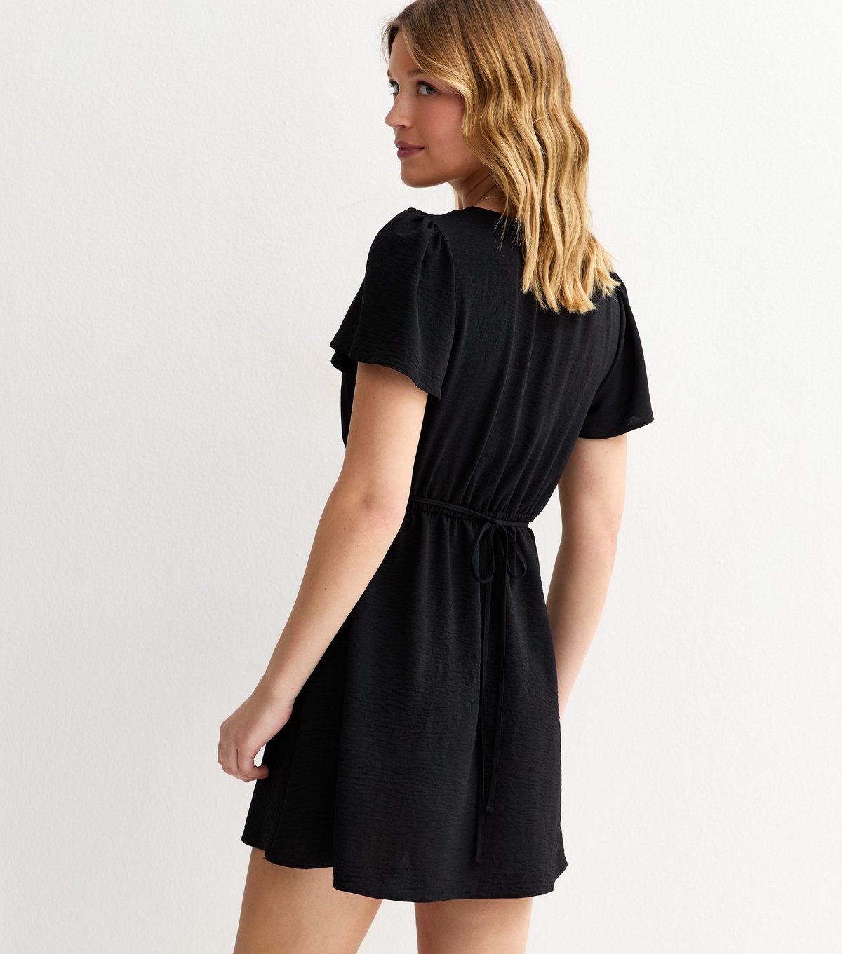New Look Women's Black V-Neck Button Up Mini Tea Dress New Look - 4