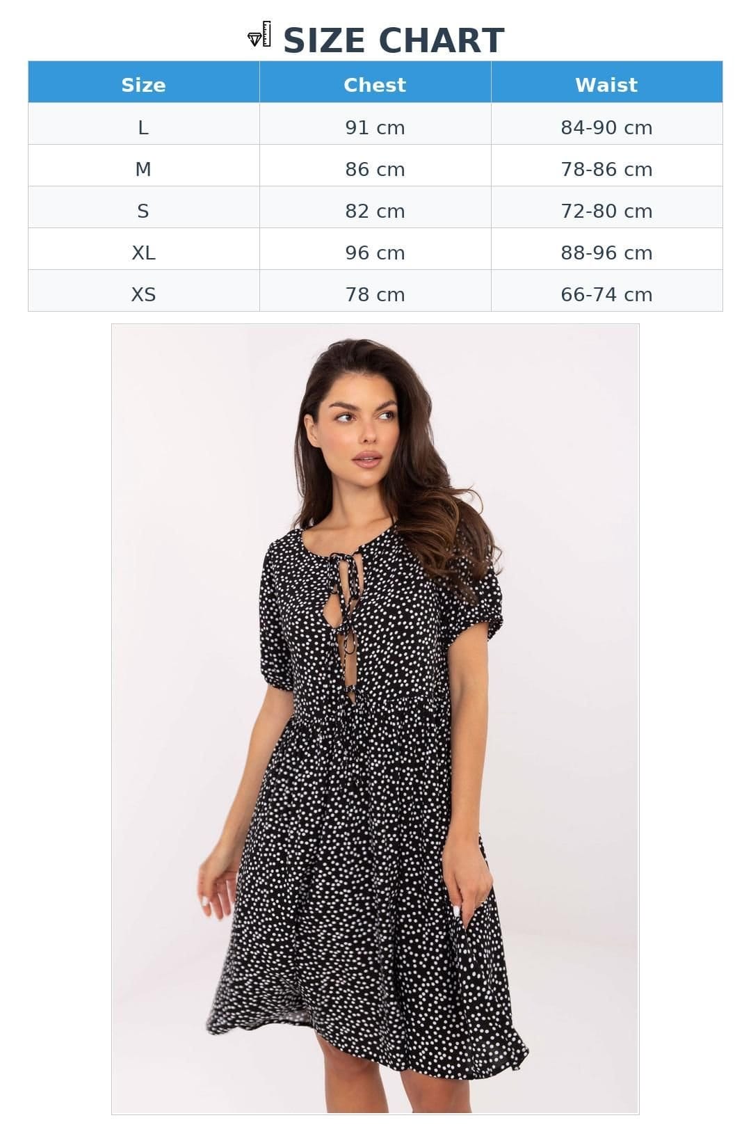 Love Lace Love Lace Women's Summer Flared Viscose Dress with Front Tie in Black - 4