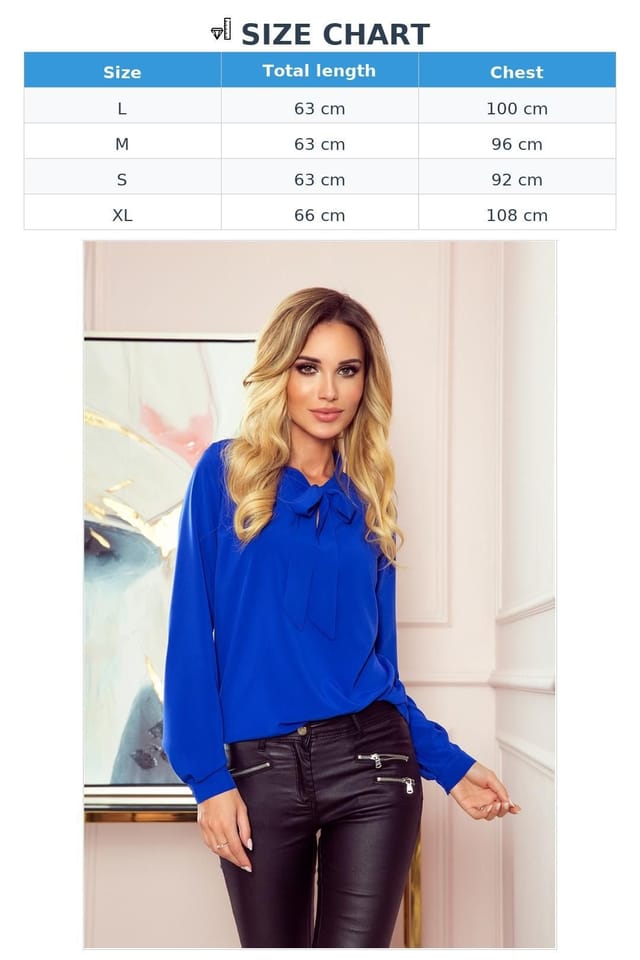 Love Lace Love Lace Women's Business Blouse with Binding in Blue - 3
