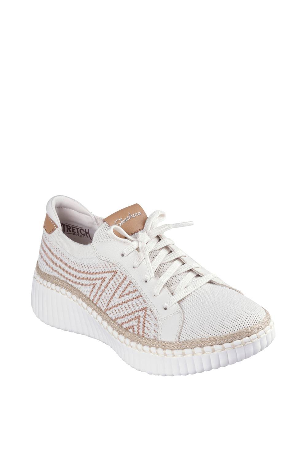 Skechers Skechers Women's WILSHIRE BLVD BELLEVUE Two Tone Knit Lace Slip-On Off-White/Tan in White - 2