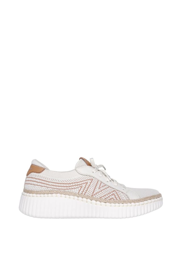 Skechers Skechers Women's WILSHIRE BLVD BELLEVUE Two Tone Knit Lace Slip-On Off-White/Tan in White - 3