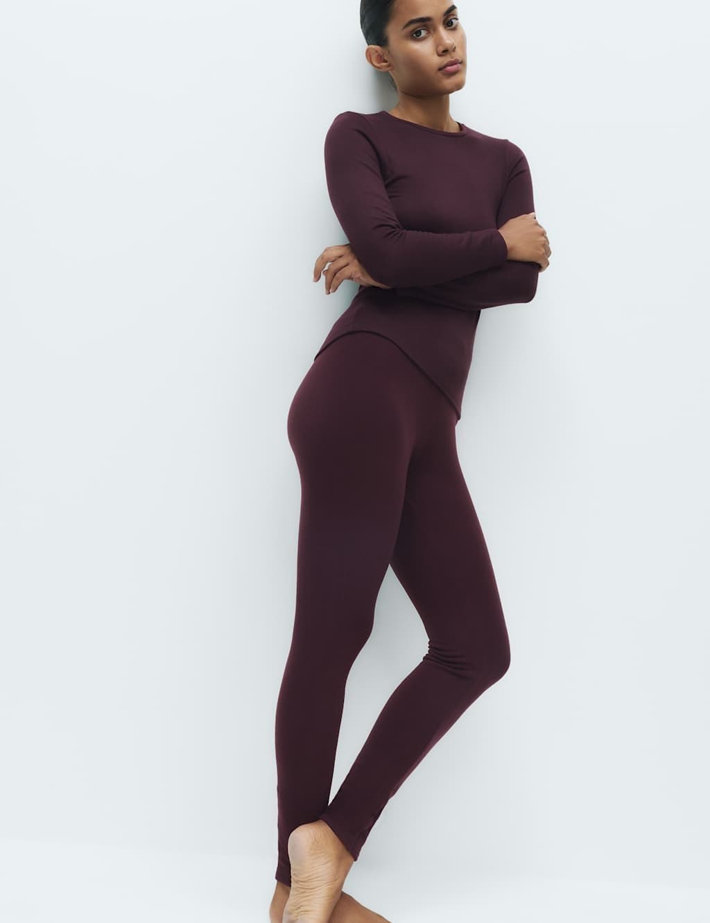 Marks & Spencer M&S Heatgen™ Maximum Thermal Fleece Leggings Dark Aubergine