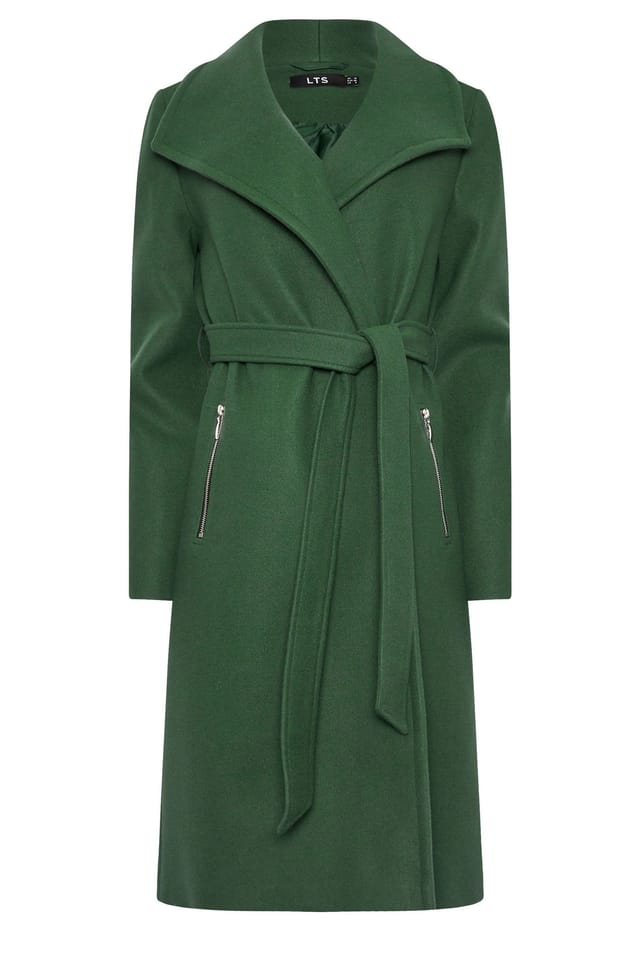 Long Tall Sally Long Tall Sally Women's Tall Wrap Formal Coat in Dark Green - 2