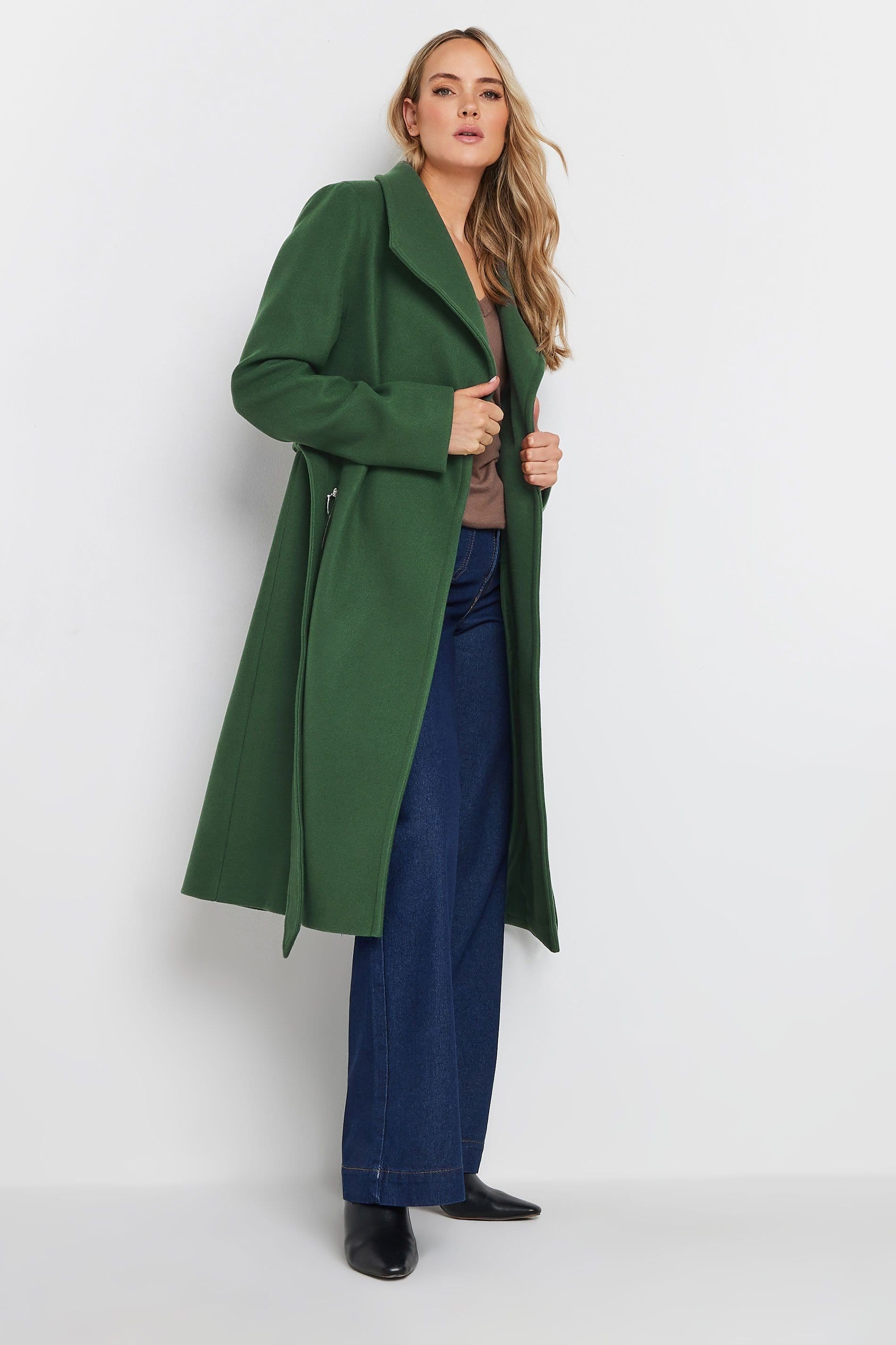 Long Tall Sally Long Tall Sally Women's Tall Wrap Formal Coat in Dark Green - 4