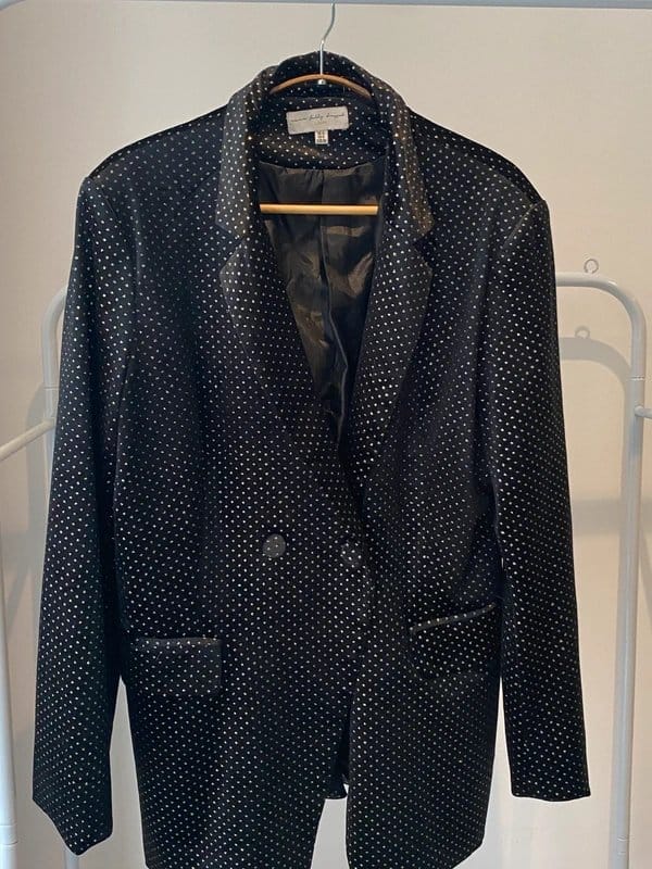 Never Fully Dressed Black Velvet Blazer Size 12