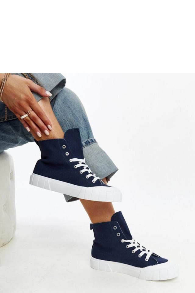 Love Lace Love Lace Women's Navy High Top Sneakers with Fabric Upper & Rubber Sole in Blue - 2