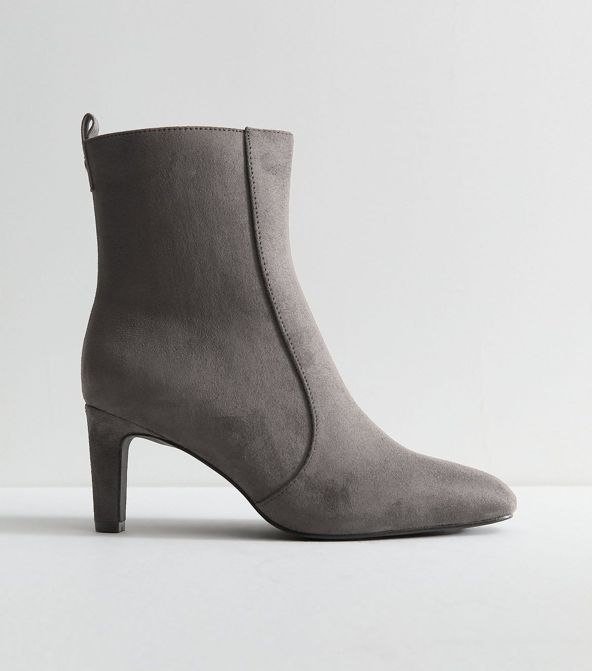 New Look Women's Grey Faux Suede Chisel Toe Ankle Boots Vegan New Look - 1