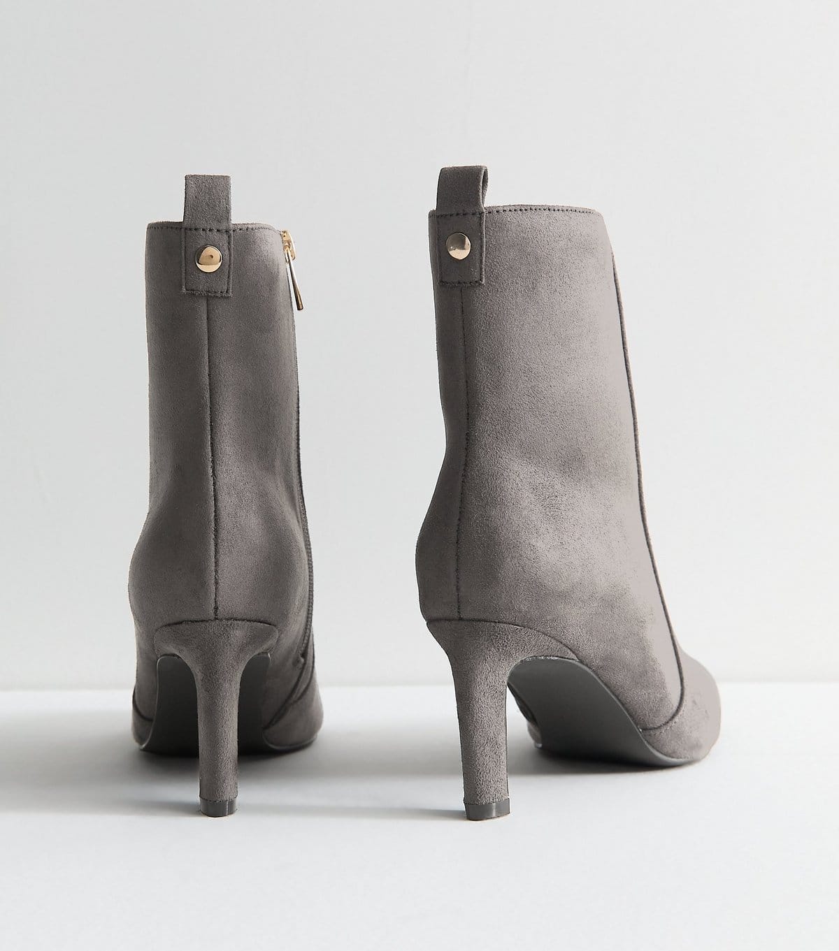 New Look Women's Grey Faux Suede Chisel Toe Ankle Boots Vegan New Look - 4