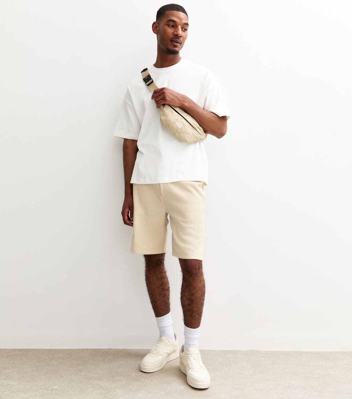 jack & jones Men's Cream Ribbed Shorts Jack & Jones New Look